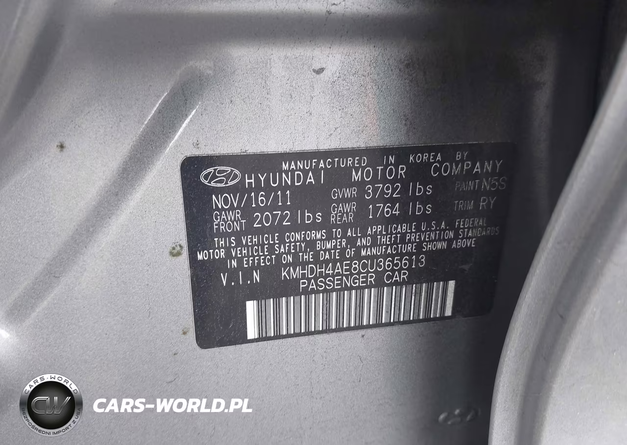 2012 Hyundai Elantra Limited (Ulsan Plant) VIN:KMHDH4AE8CU365613 - 9