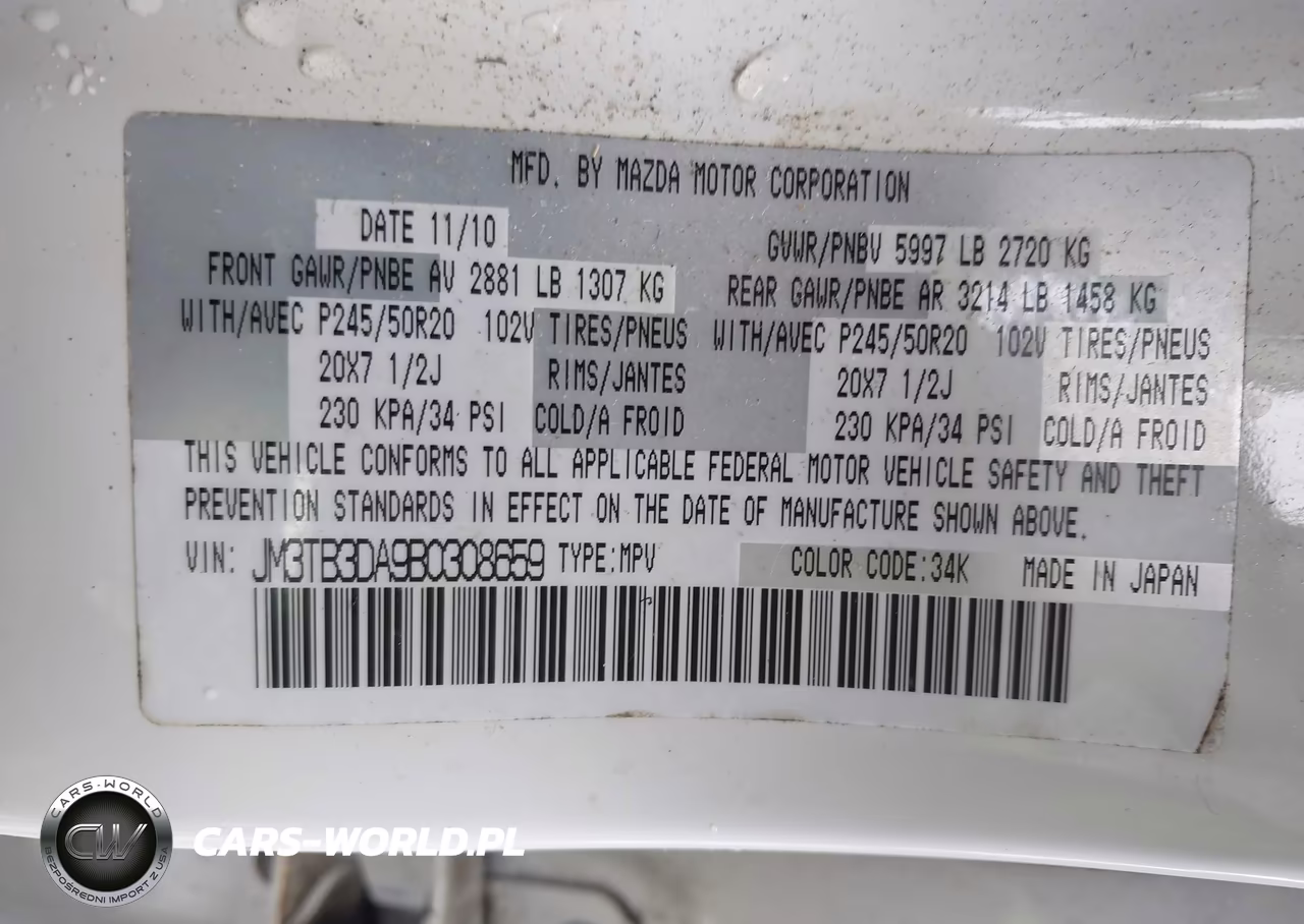 2011 Mazda Cx-9 Grand Touring VIN:JM3TB3DA9B0308659 - 9