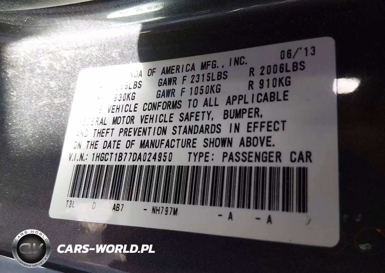 2013 Honda Accord Ex VIN:1HGCT1B77DA024950 - 9