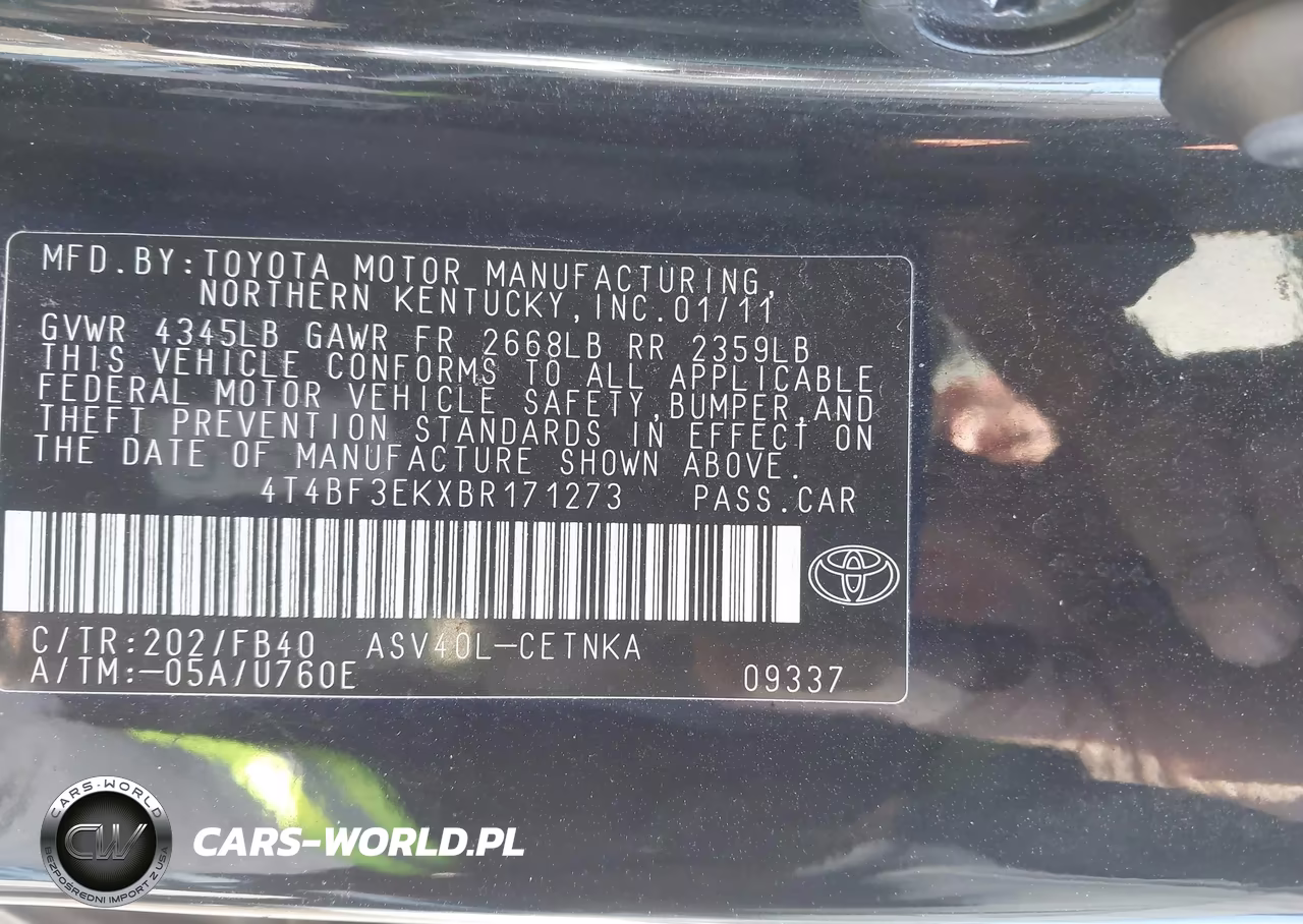 2011 Toyota Camry Le VIN:4T4BF3EKXBR171273 - 9