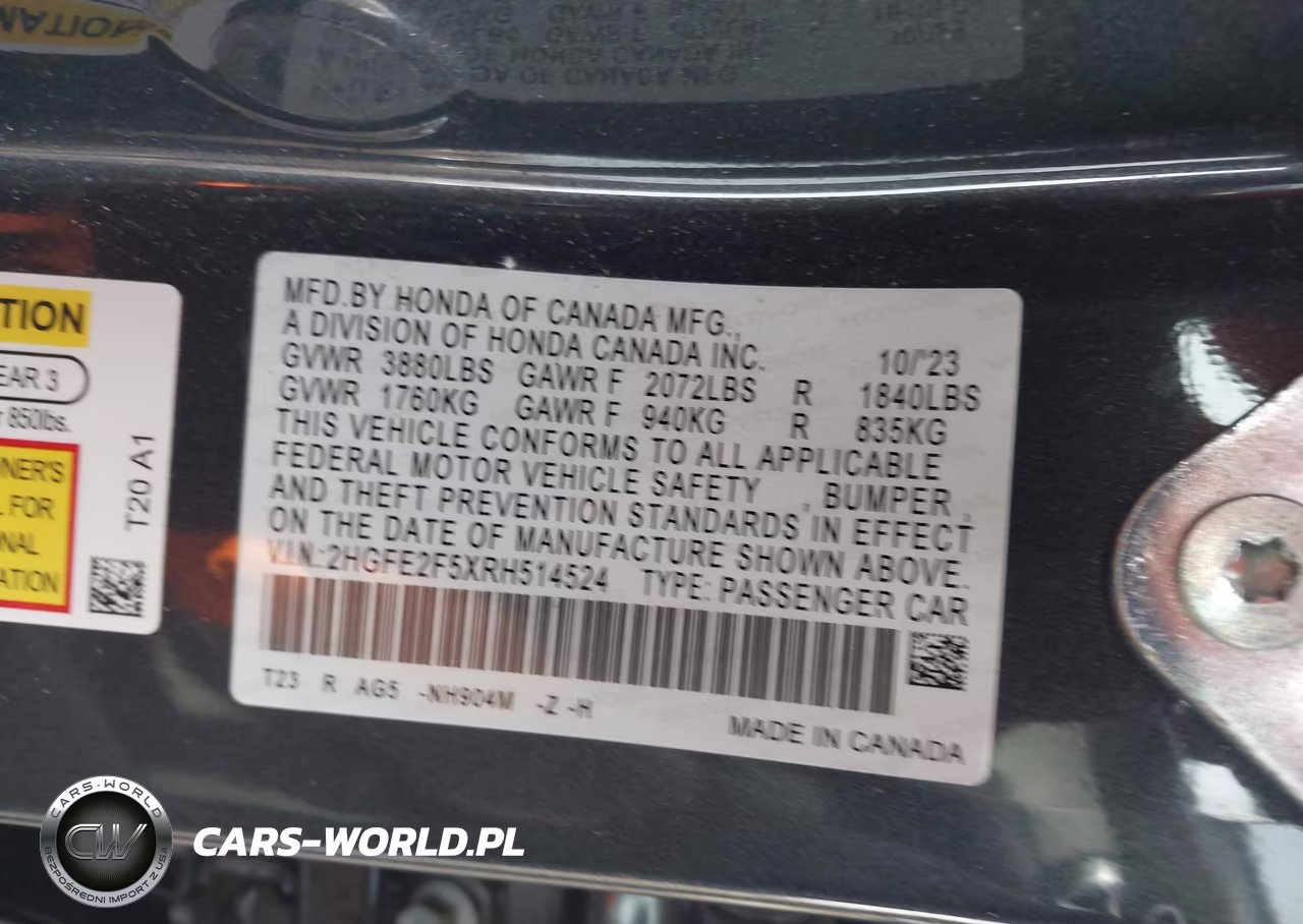2024 Honda Civic Sport VIN:2HGFE2F5XRH514524 - 9