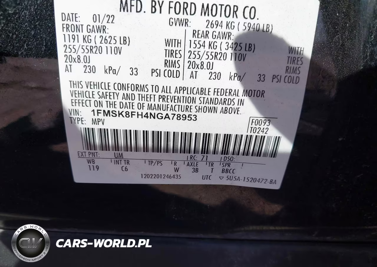 2022 Ford Explorer Limited VIN:1FMSK8FH4NGA78953 - 9