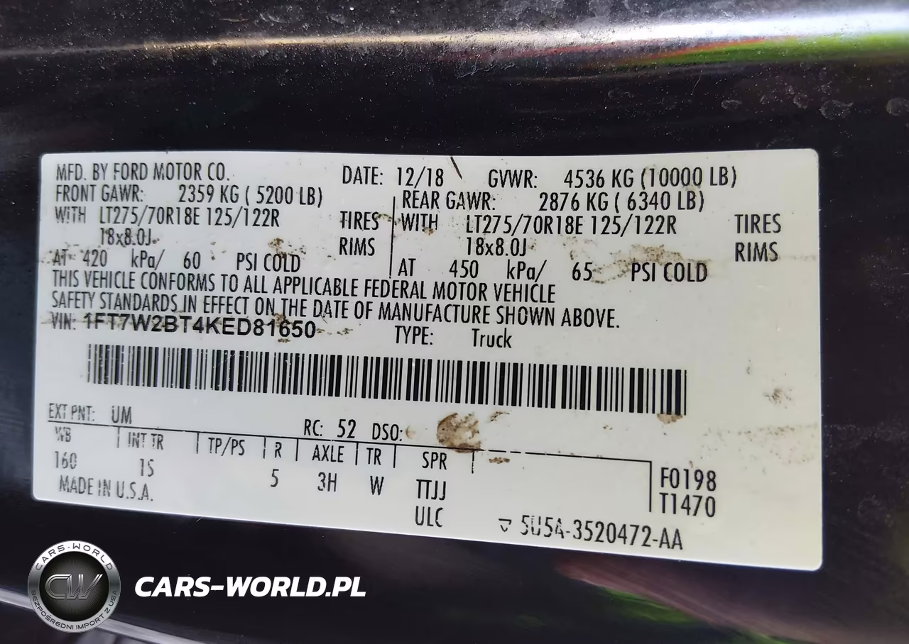 2019 Ford F-250 Xl VIN:1FT7W2BT4KED81650 - 9