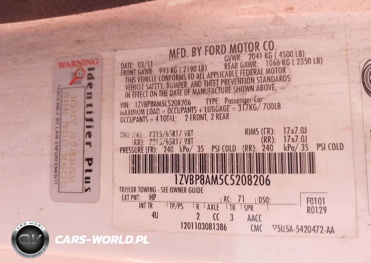 2012 Ford Mustang V6 Premium VIN:1ZVBP8AM5C5208206 - 9