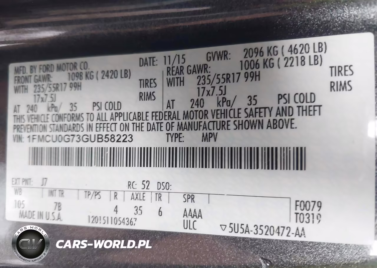 2016 Ford Escape Se VIN:1FMCU0G73GUB58223 - 9