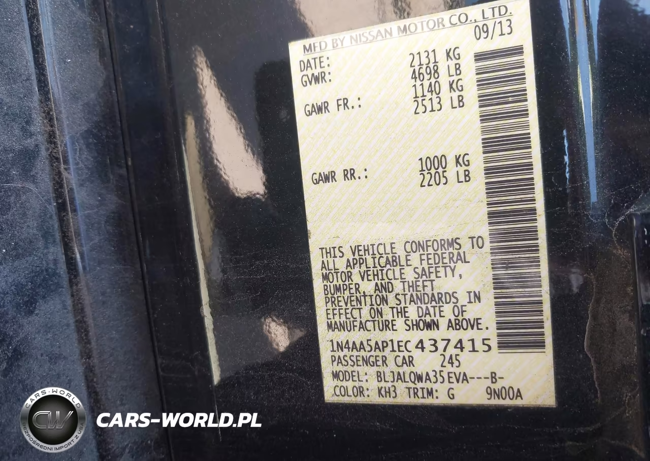 2014 Nissan Maxima 3.5 S VIN:1N4AA5AP1EC437415 - 9