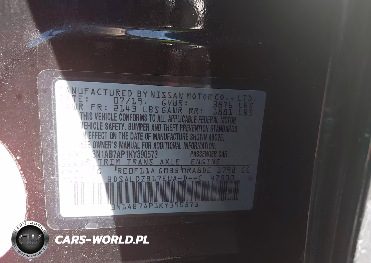 2019 Nissan Sentra Sv VIN:3N1AB7AP1KY390573 - 9