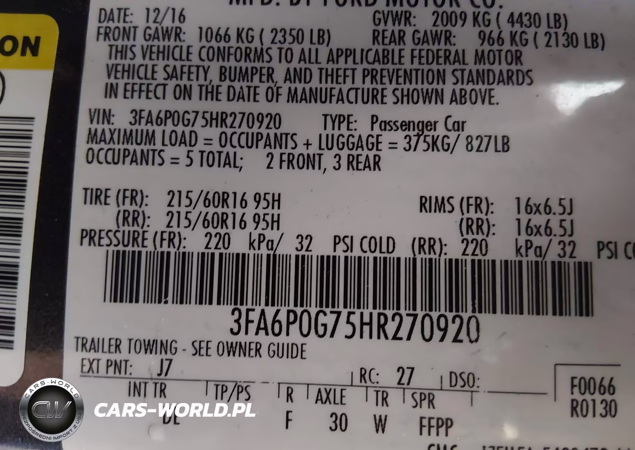 2017 Ford Fusion S VIN:3FA6P0G75HR270920 - 9