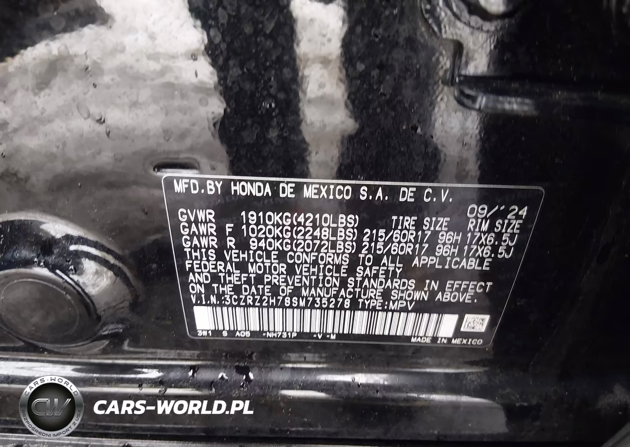 2025 Honda Hr-V Awd Ex-L VIN:3CZRZ2H78SM735278 - 9