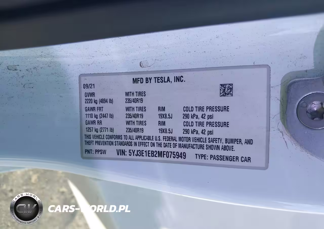 2021 Tesla Model 3 Long Range Dual Motor All-Wheel Drive VIN:5YJ3E1EB2MF075949 - 9
