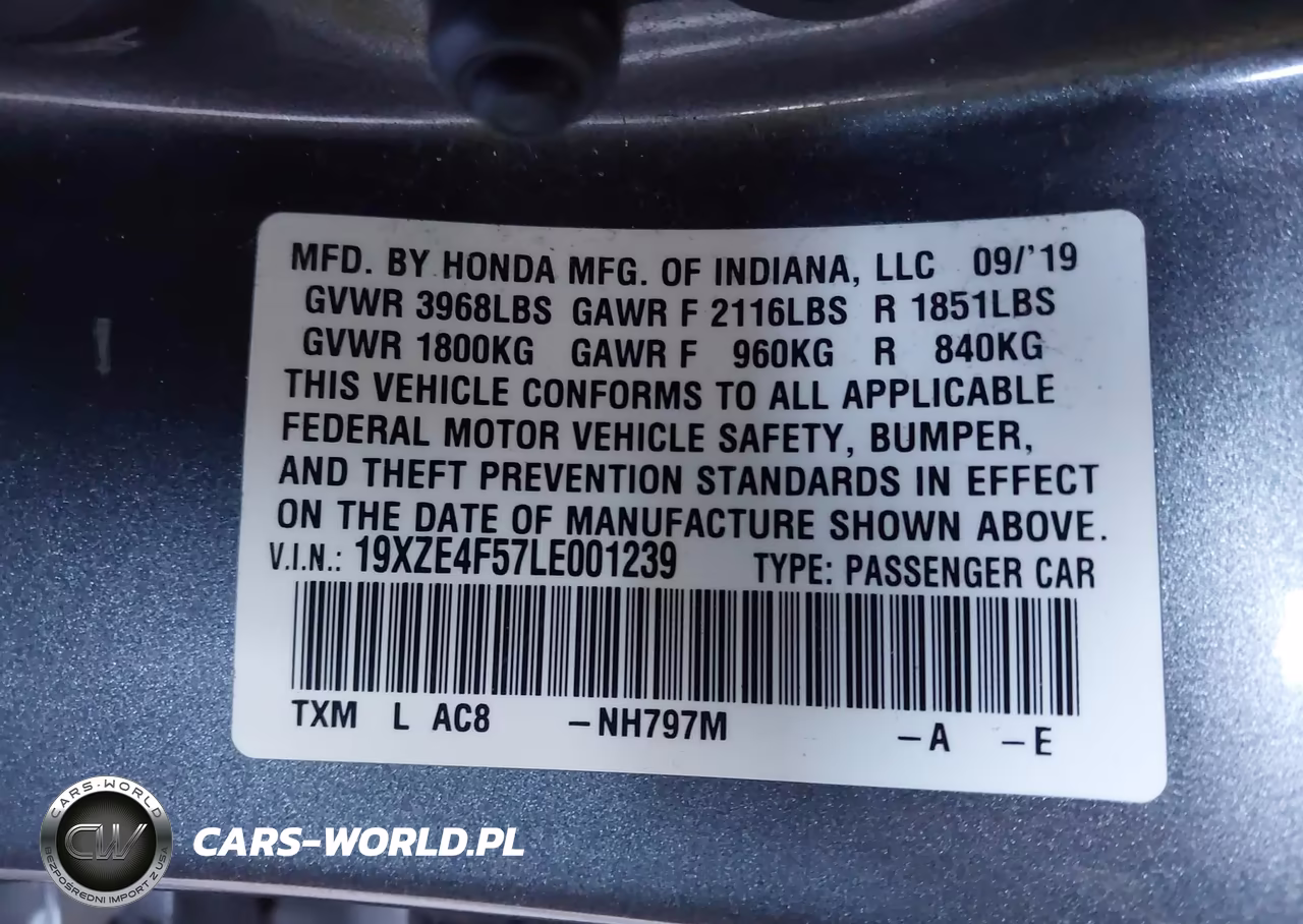 2020 Honda Insight Ex VIN:19XZE4F57LE001239 - 9