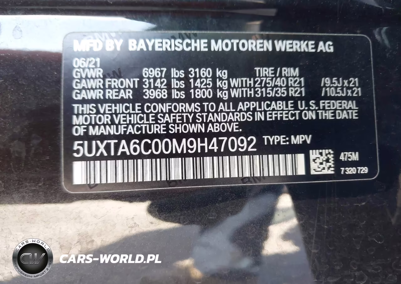 2021 BMW X5 Phev xDrive45E VIN:5UXTA6C00M9H47092 - 9
