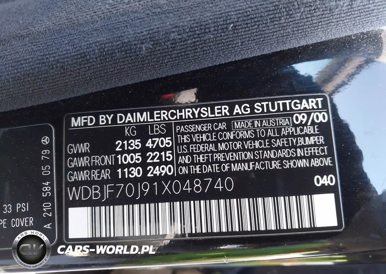 2001 Mercedes-Benz E 430 VIN:WDBJF70J91X048740 - 9