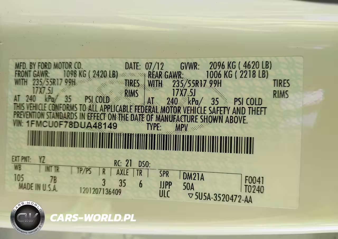 2013 Ford Escape S VIN:1FMCU0F78DUA48149 - 9