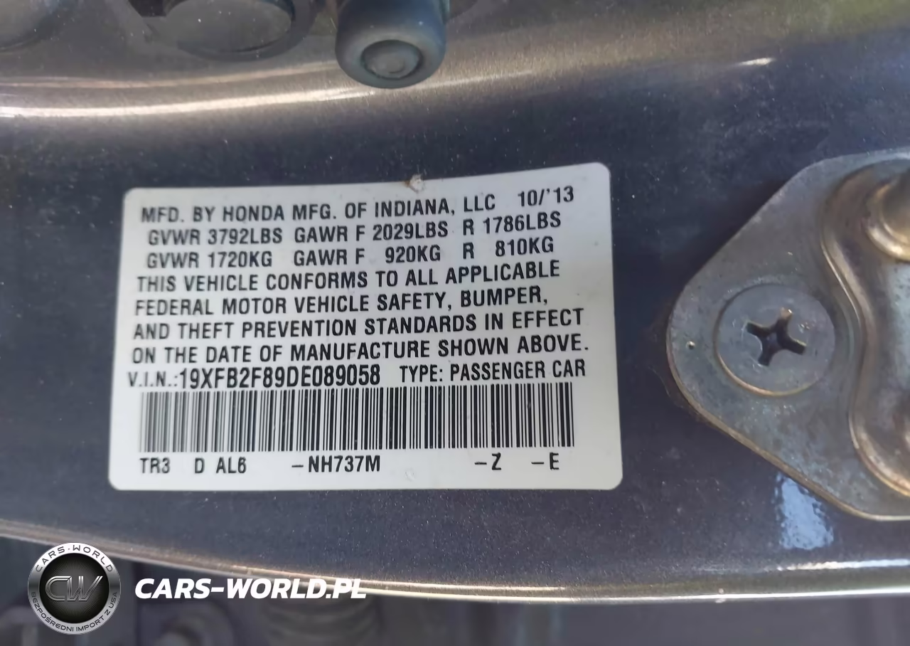 2013 Honda Civic Ex VIN:19XFB2F89DE089058 - 9