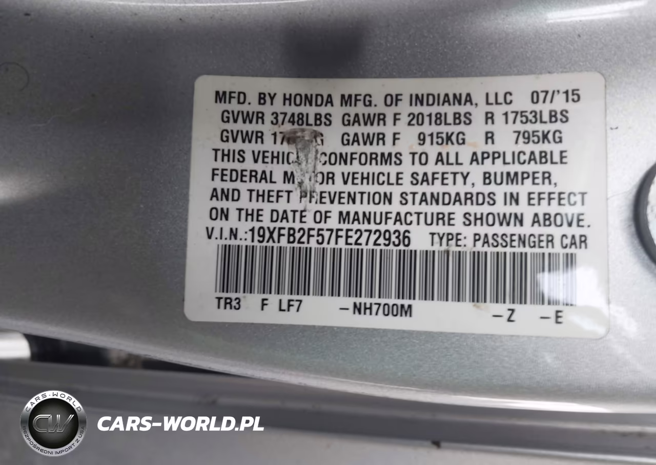 2015 Honda Civic Lx VIN:19XFB2F57FE272936 - 9