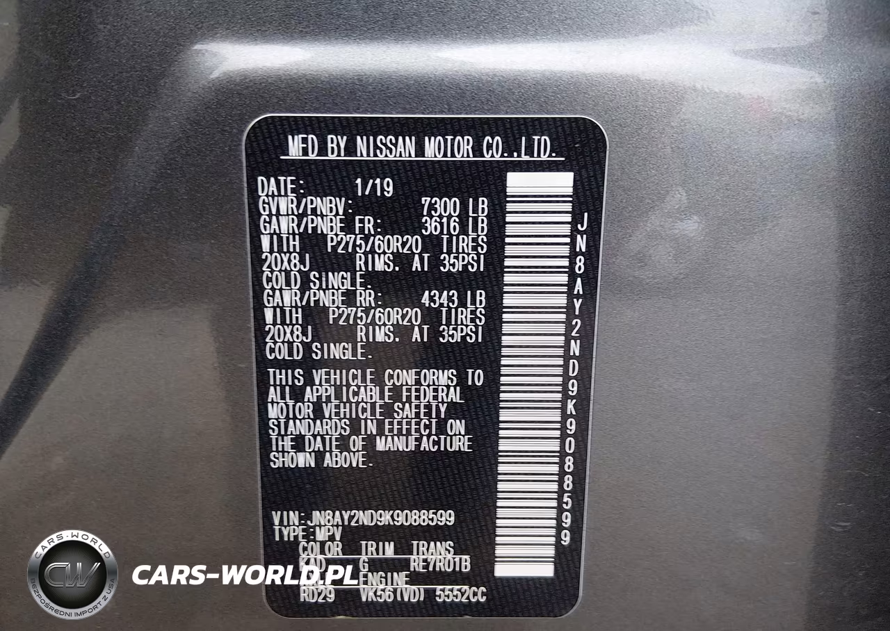 2019 Nissan Armada Sl VIN:JN8AY2ND9K9088599 - 9