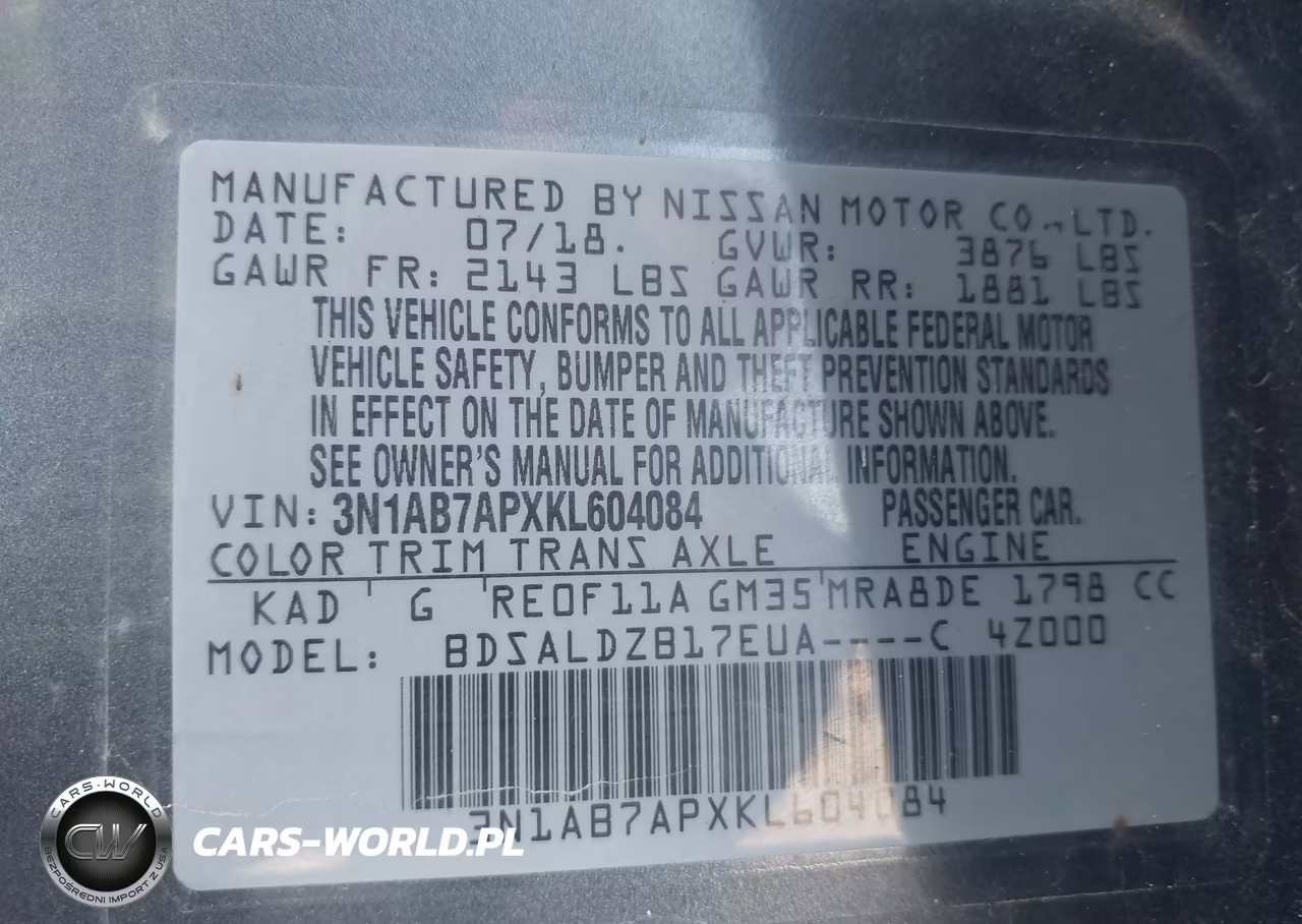 2019 Nissan Sentra Sv VIN:3N1AB7APXKL604084 - 9