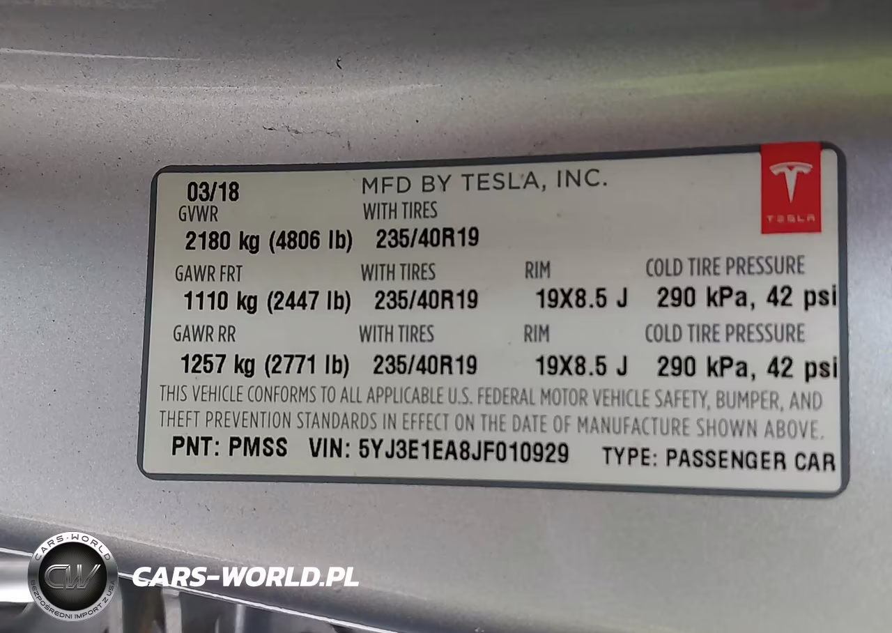 2018 Tesla Model 3 Long Range-Mid Range VIN:5YJ3E1EA8JF010929 - 9