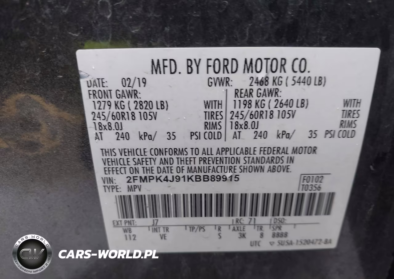 2019 Ford Edge Sel VIN:2FMPK4J91KBB89915 - 9