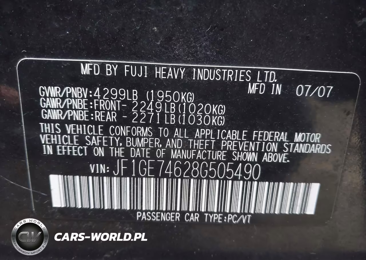 2008 Subaru Impreza Wrx VIN:JF1GE74628G505490 - 9