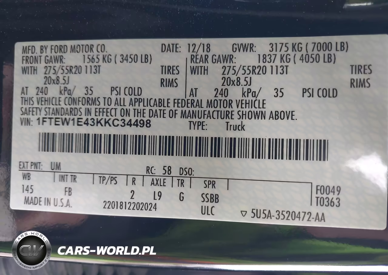 2019 Ford F-150 Xlt VIN:1FTEW1E43KKC34498 - 9