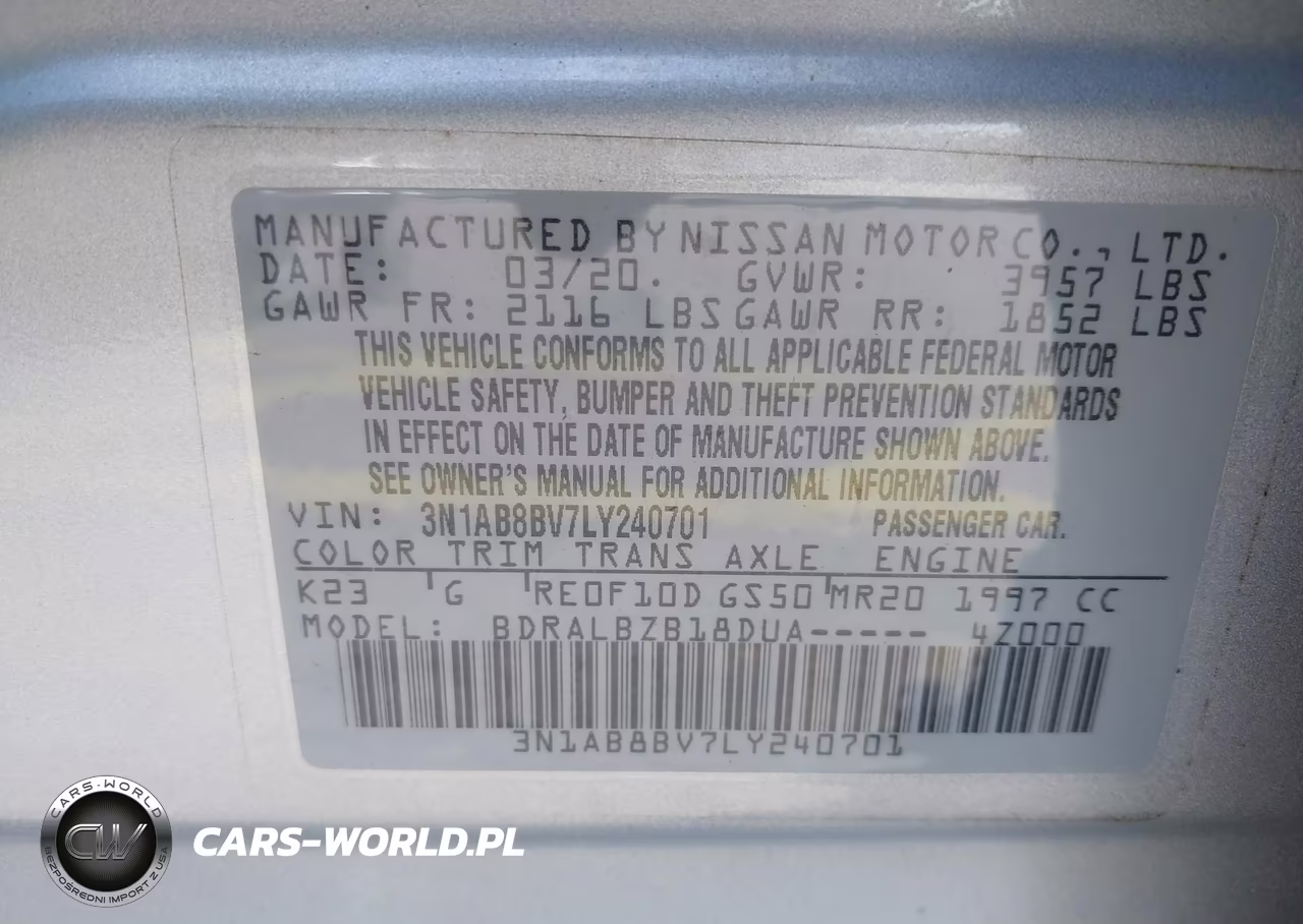 2020 Nissan Sentra S Xtronic Cvt VIN:3N1AB8BV7LY240701 - 9