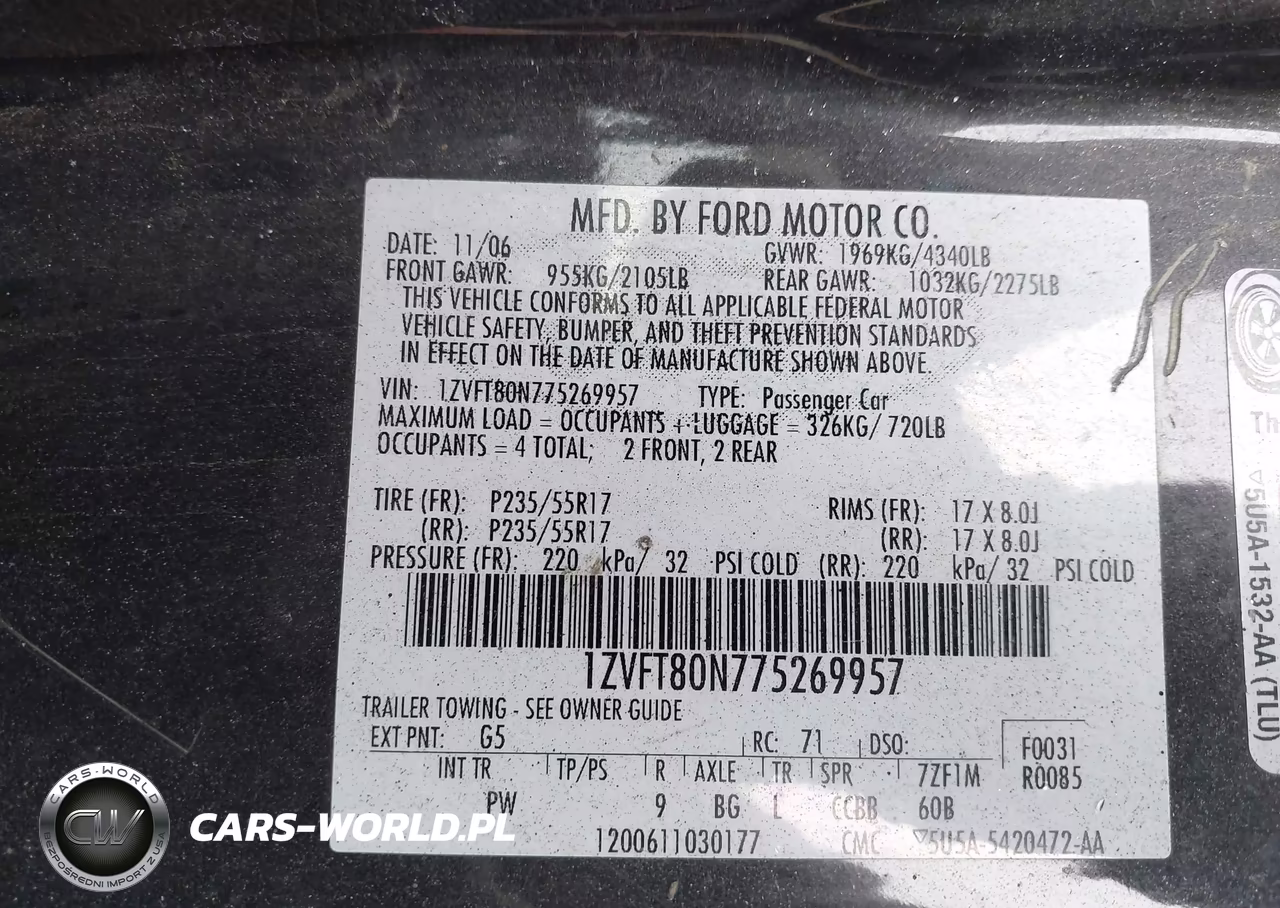 2007 Ford Mustang V6 Deluxe-V6 Premium VIN:1ZVFT80N775269957 - 9