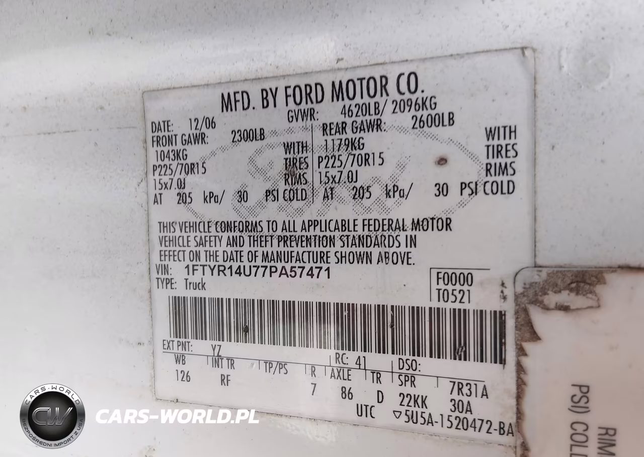 2007 Ford Ranger Sport-Stx-Xl-Xlt VIN:1FTYR14U77PA57471 - 9