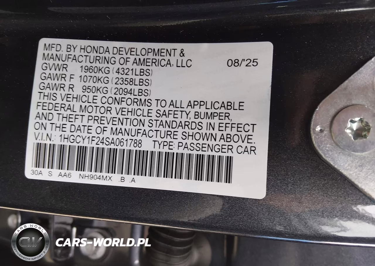 2025 Honda Accord Lx VIN:1HGCY1F24SA061788 - 9