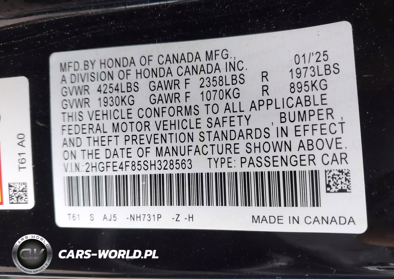 2025 Honda Civic Hybrid Sport-Sport Touring VIN:2HGFE4F85SH328563 - 9