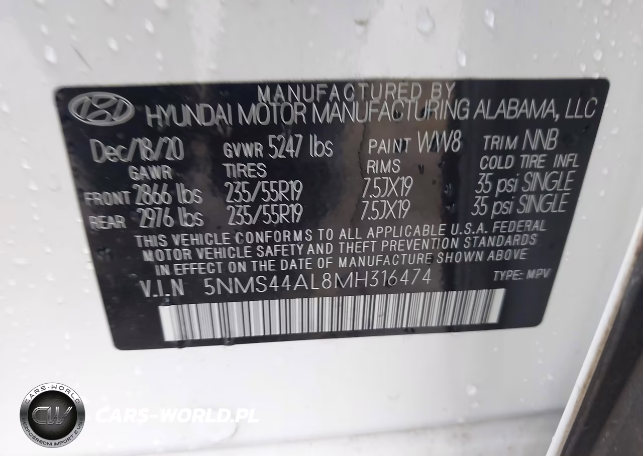 2021 Hyundai Santa Fe Limited VIN:5NMS44AL8MH316474 - 9