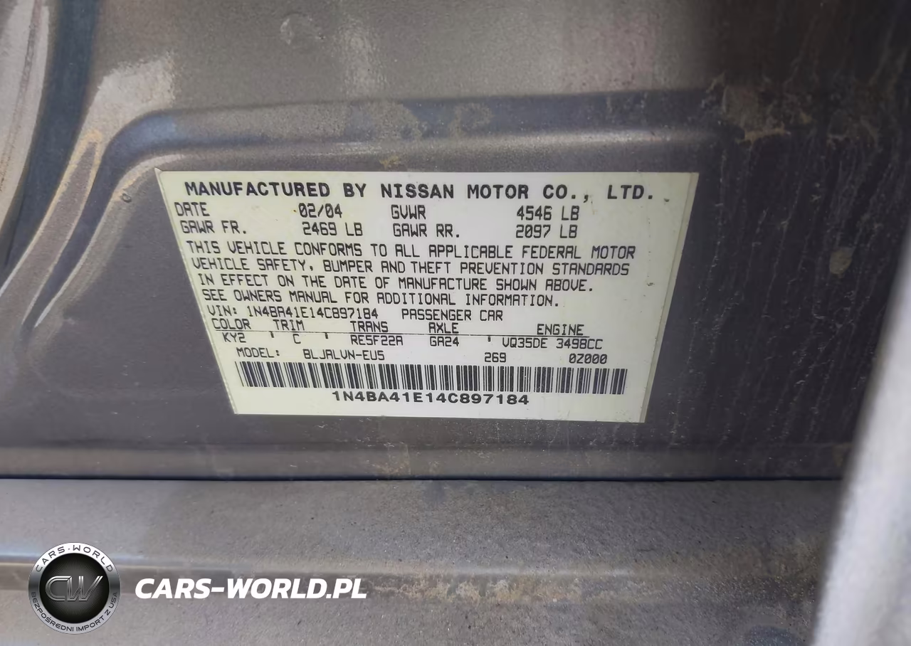 2004 Nissan Maxima 3.5 Sl VIN:1N4BA41E14C897184 - 9