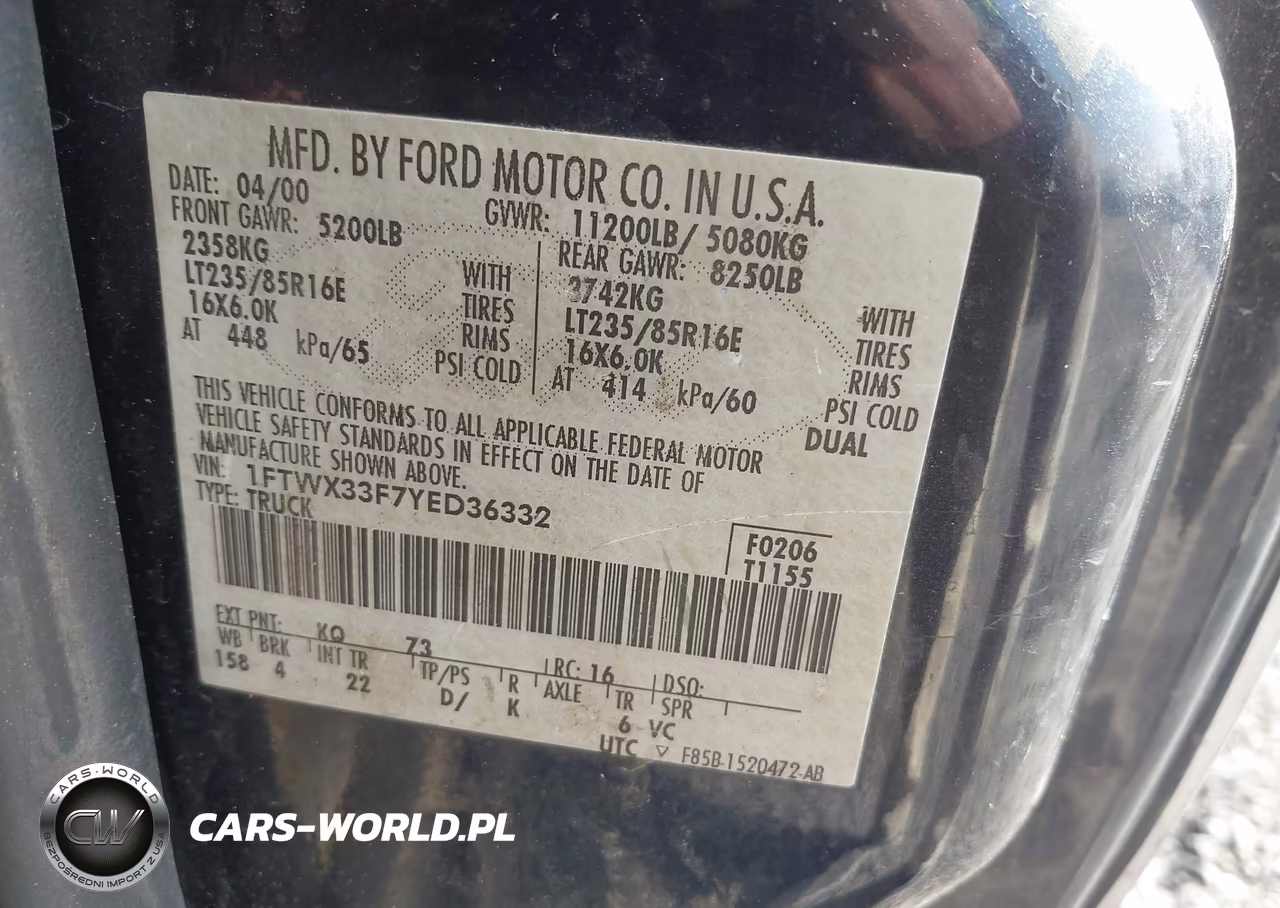 2000 Ford F-350 Lariat-Xl-Xlt VIN:1FTWX33F7YED36332 - 8