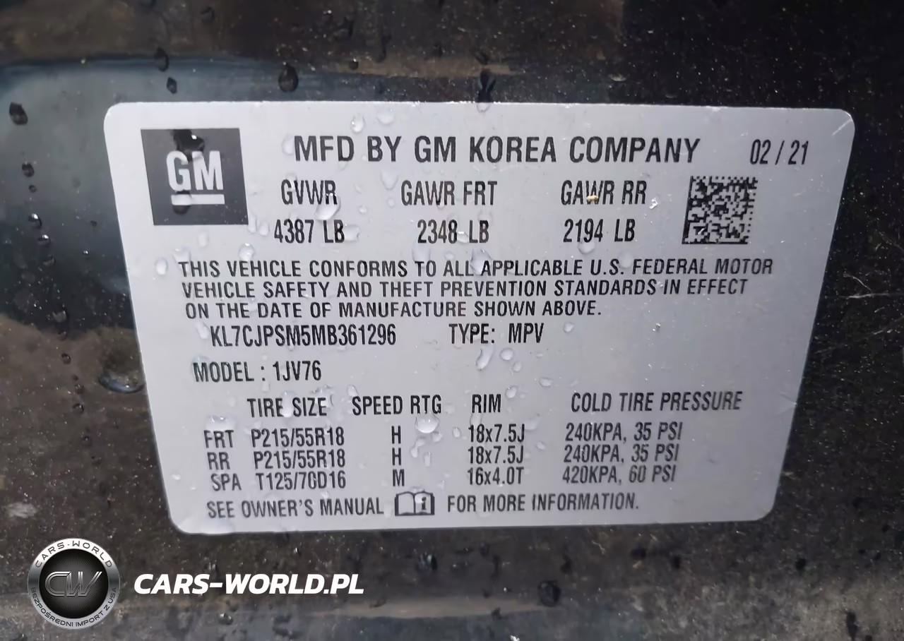 2021 Chevrolet Trax Awd Lt VIN:KL7CJPSM5MB361296 - 9