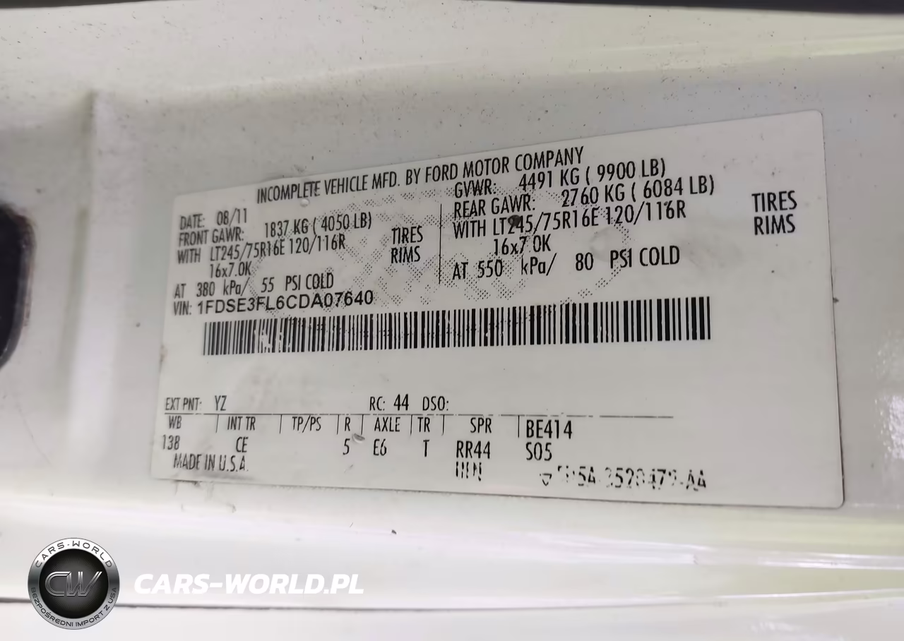 2012 Ford E-350 Cutaway VIN:1FDSE3FL6CDA07640 - 8