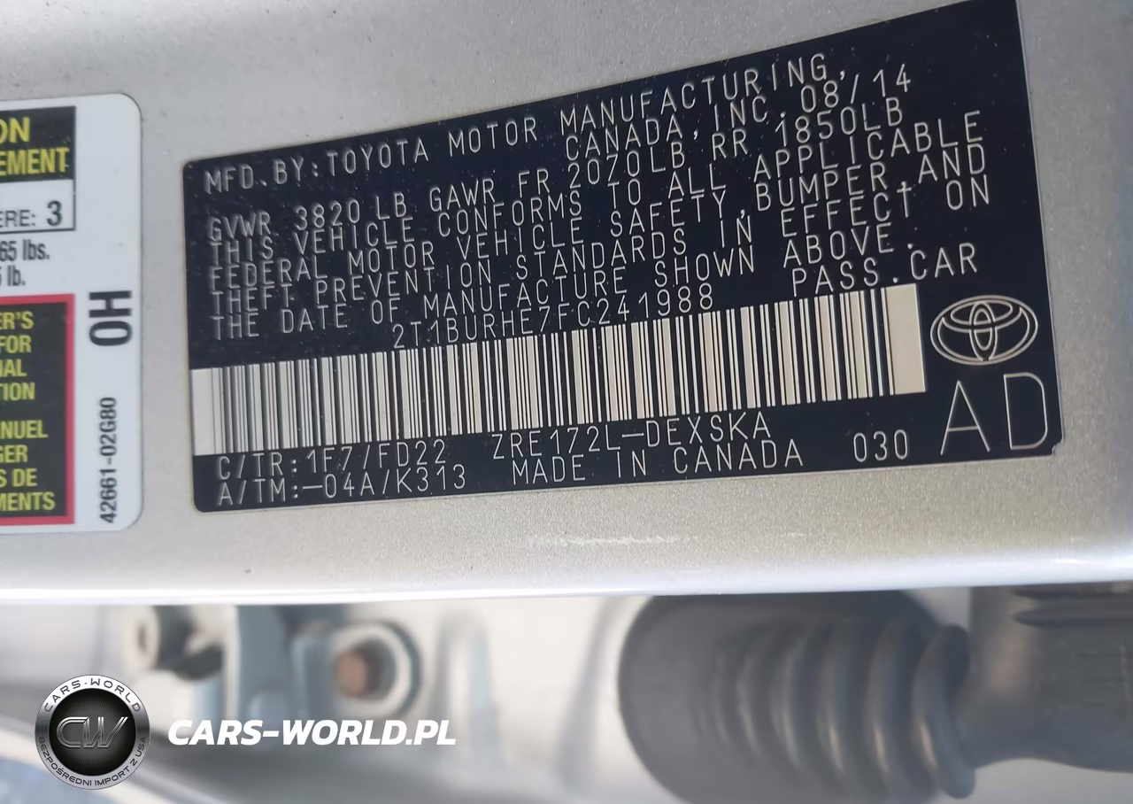 2015 Toyota Corolla S Plus VIN:2T1BURHE7FC241988 - 9