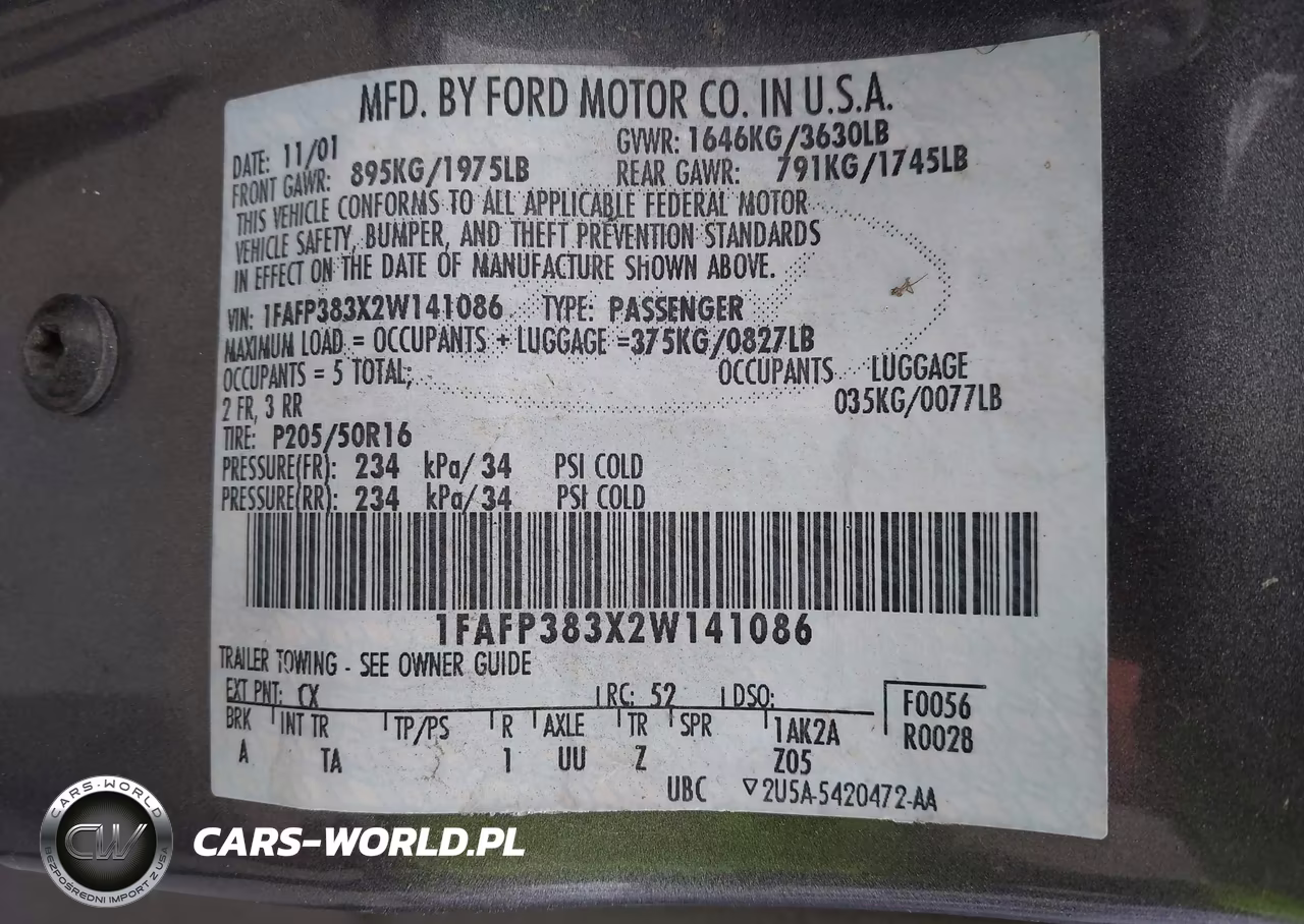 2002 Ford Focus Zts VIN:1FAFP383X2W141086 - 9
