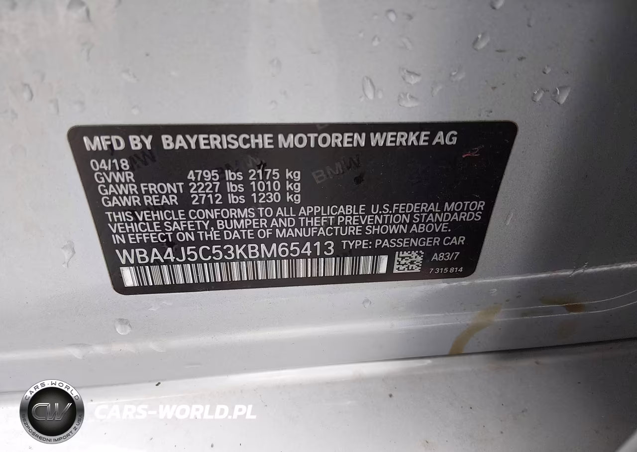 2019 BMW 440I Gran Coupe VIN:WBA4J5C53KBM65413 - 9