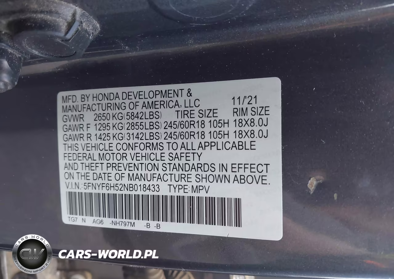 2022 Honda Pilot Awd Ex-L VIN:5FNYF6H52NB018433 - 9