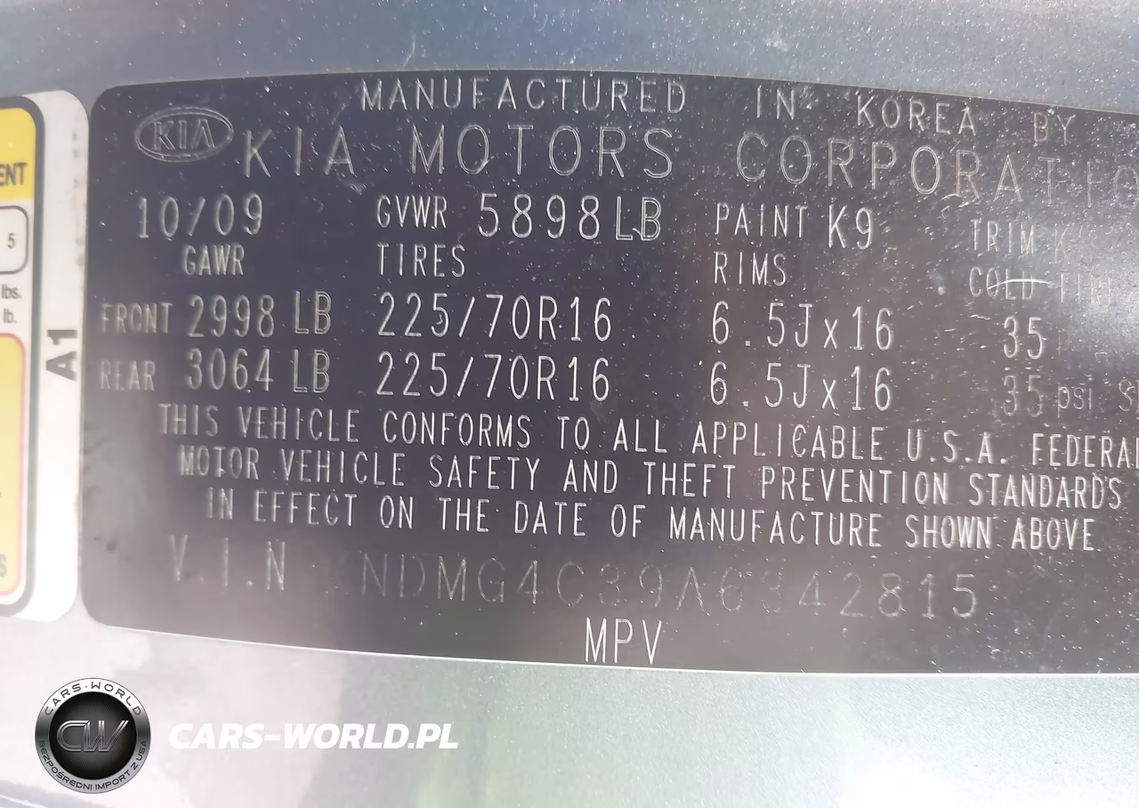 2010 Kia Sedona Lx VIN:KNDMG4C39A6342815 - 9