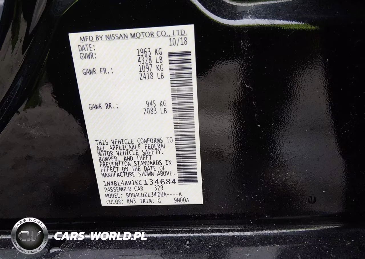 2019 Nissan Altima 2.5 S VIN:1N4BL4BV1KC134684 - 9