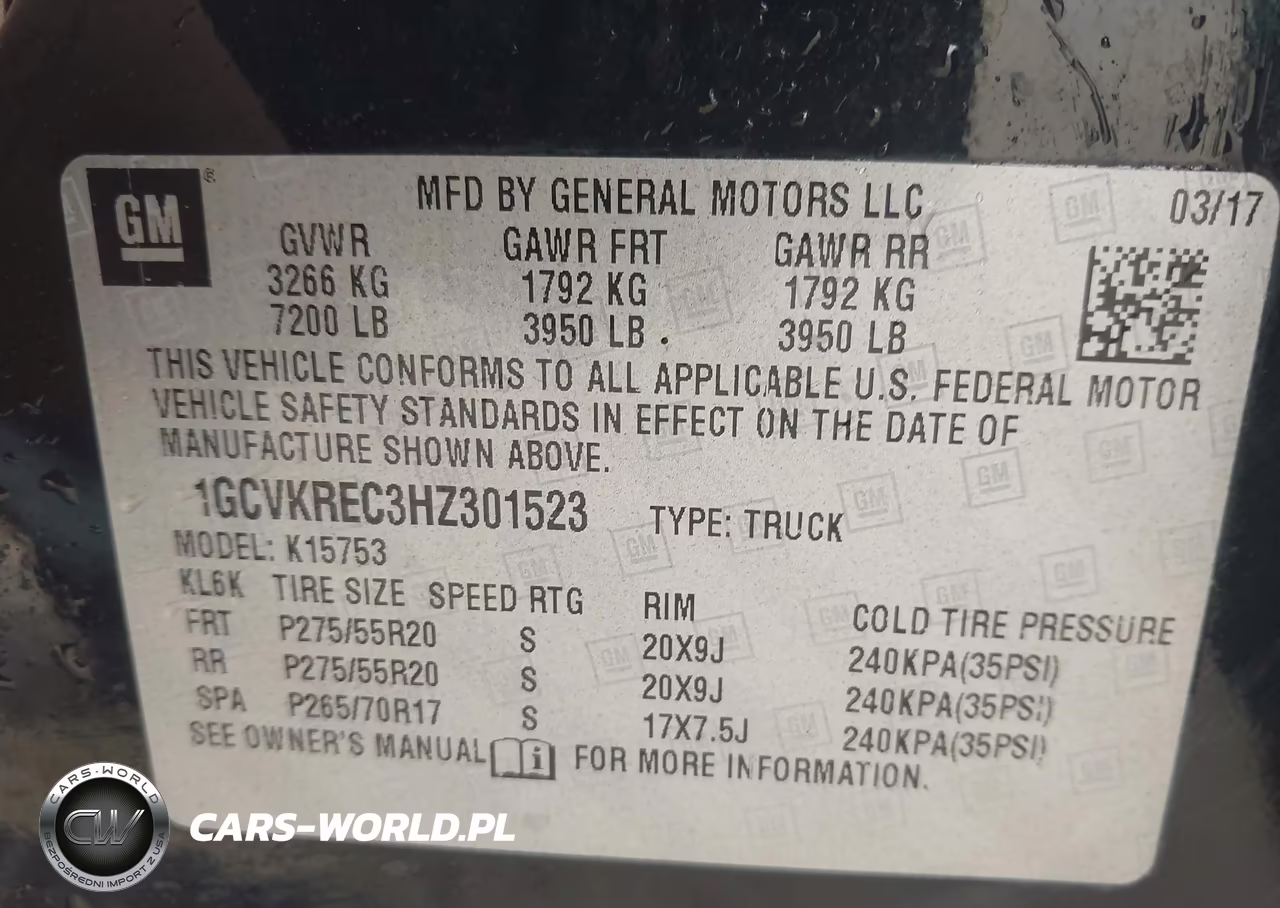 2017 Chevrolet Silverado 1500 2Lt VIN:1GCVKREC3HZ301523 - 9