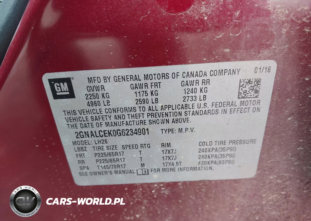 2016 Chevrolet Equinox Lt VIN:2GNALCEK0G6234901 - 9