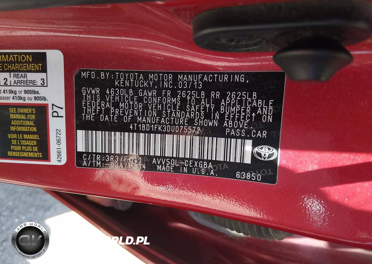 2013 Toyota Camry Hybrid Xle VIN:4T1BD1FK3DU075572 - 9