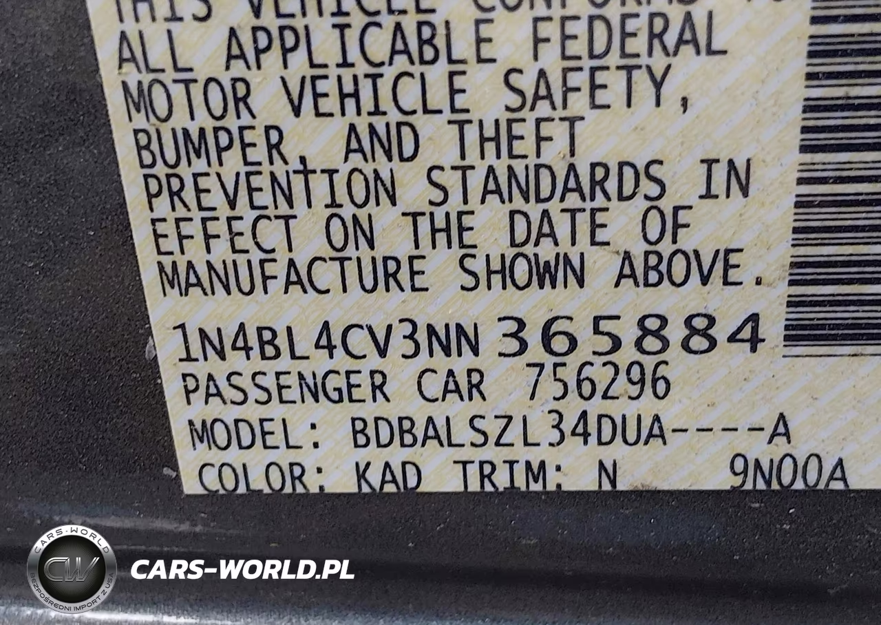 2022 Nissan Altima Sr Fwd VIN:1N4BL4CV3NN365884 - 9