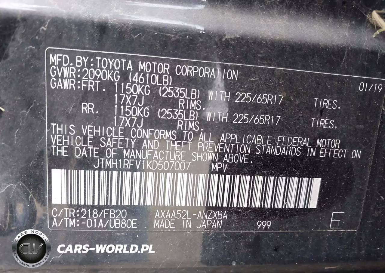 2019 Toyota Rav4 Le VIN:JTMH1RFV1KD507007 - 9