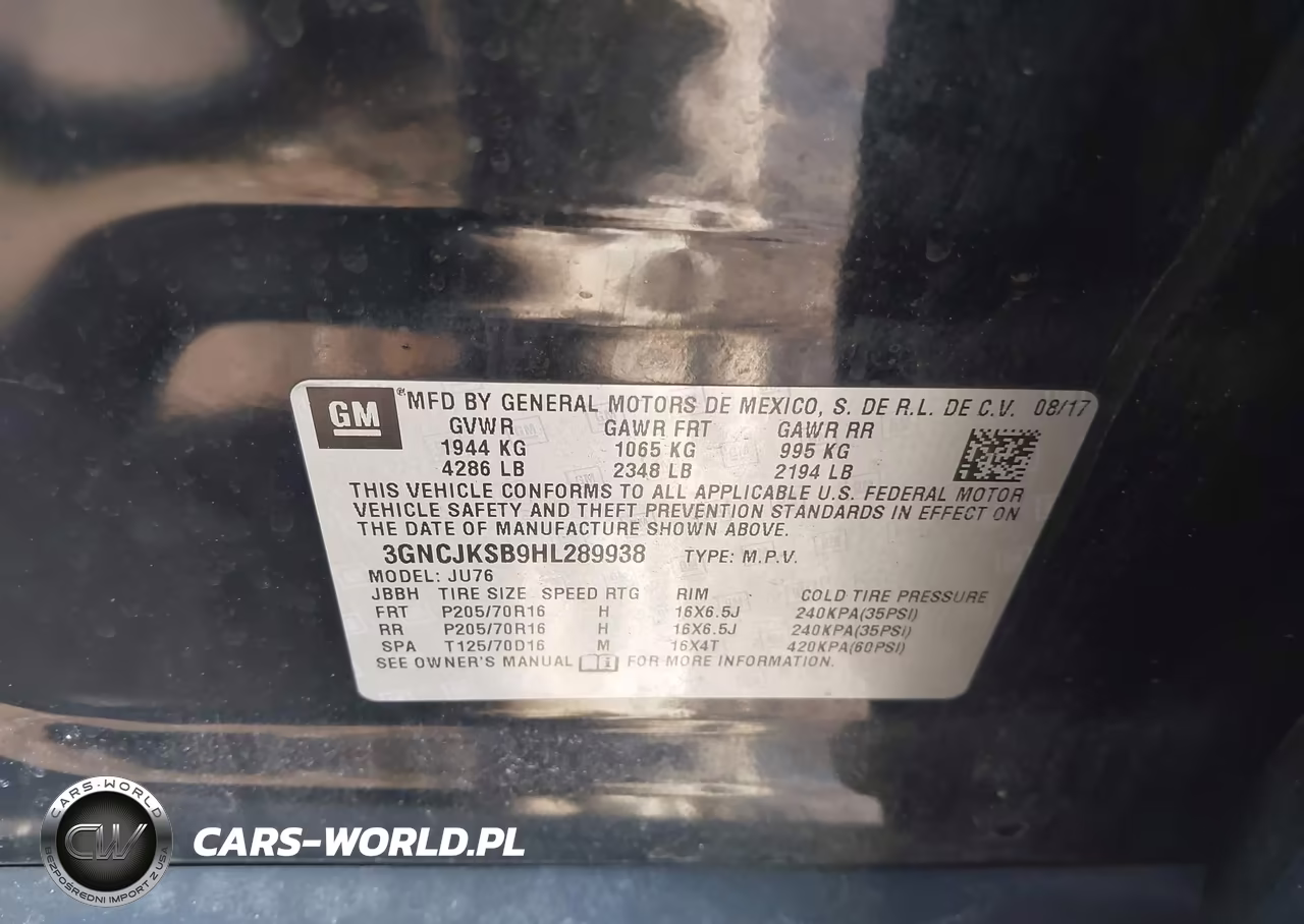 2017 Chevrolet Trax Ls VIN:3GNCJKSB9HL289938 - 9