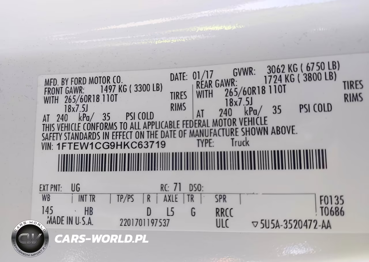 2017 Ford F-150 Lariat VIN:1FTEW1CG9HKC63719 - 9