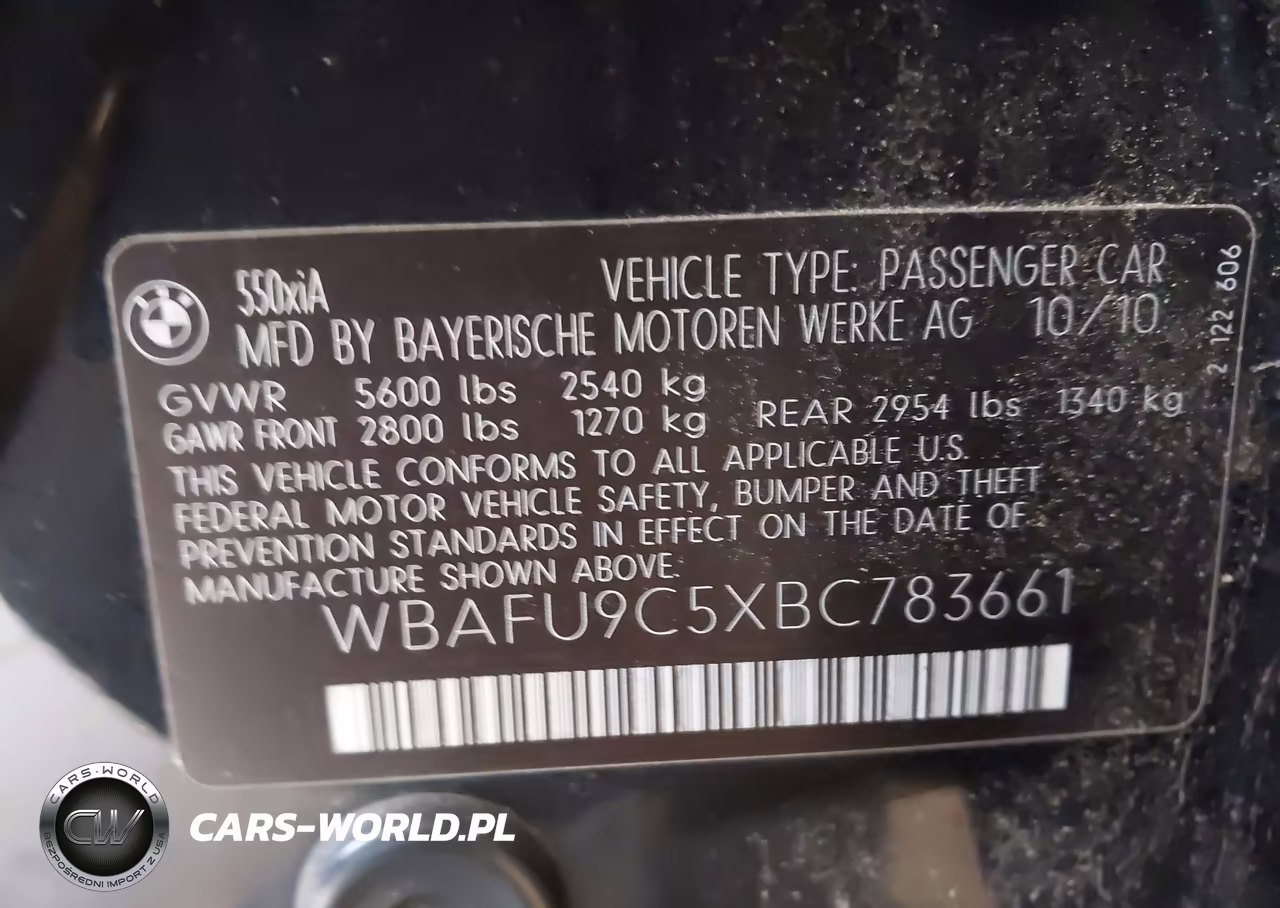 2011 BMW 550I xDrive VIN:WBAFU9C5XBC783661 - 9